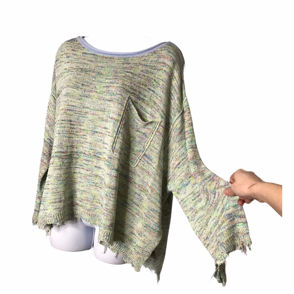 Free People | NWT Aqua Combo Boho Pullover Sweater - Picture 2 of 15